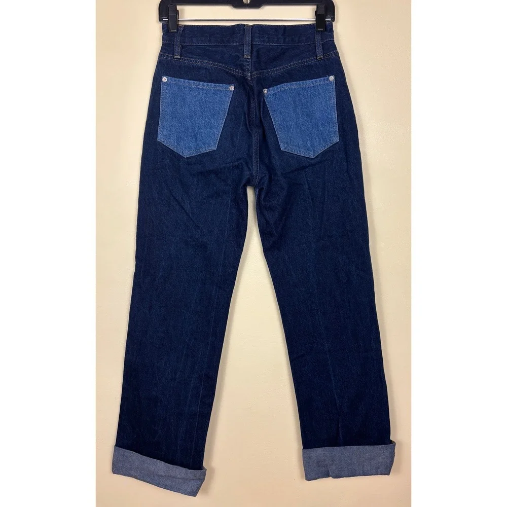 FRAME Le Jane Contrast Patchwork Jeans Indigo Women Size 26 Denim High Rise - Picture 11 of 16